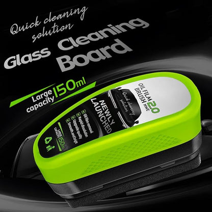 2Pcs Oil-Free Car Glass Brushes, Automotive Oil Film Cleaning Brush for Car Windows, 2025 Upgrade 2.0 Cleaning Doard, 150ml Universal Clearvision Glass Cleaner (2PCS)