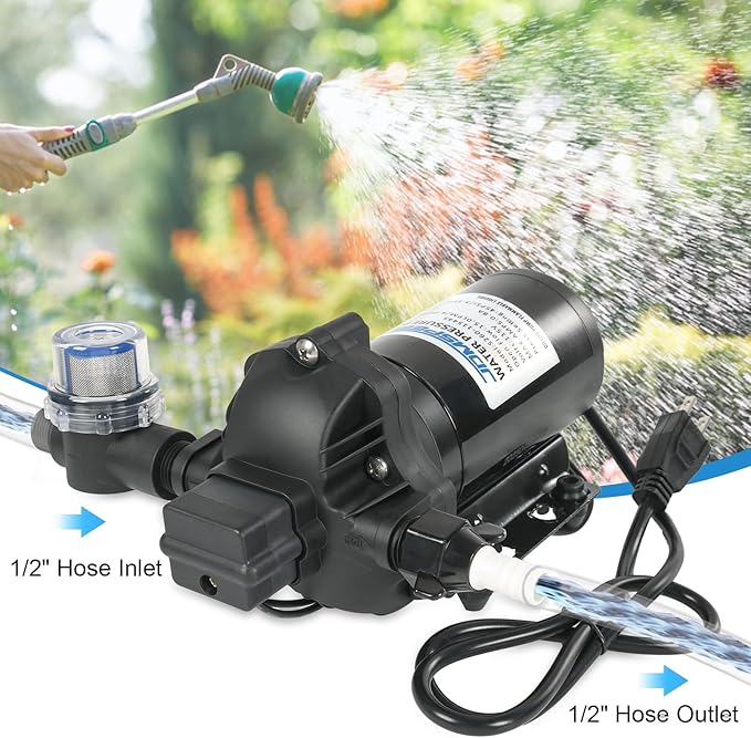 4.0 GPM 115V AC 45 PSI Revolution Water Pump with Pressure Switch Compatible with Camper, RV, Shower, Sprayer