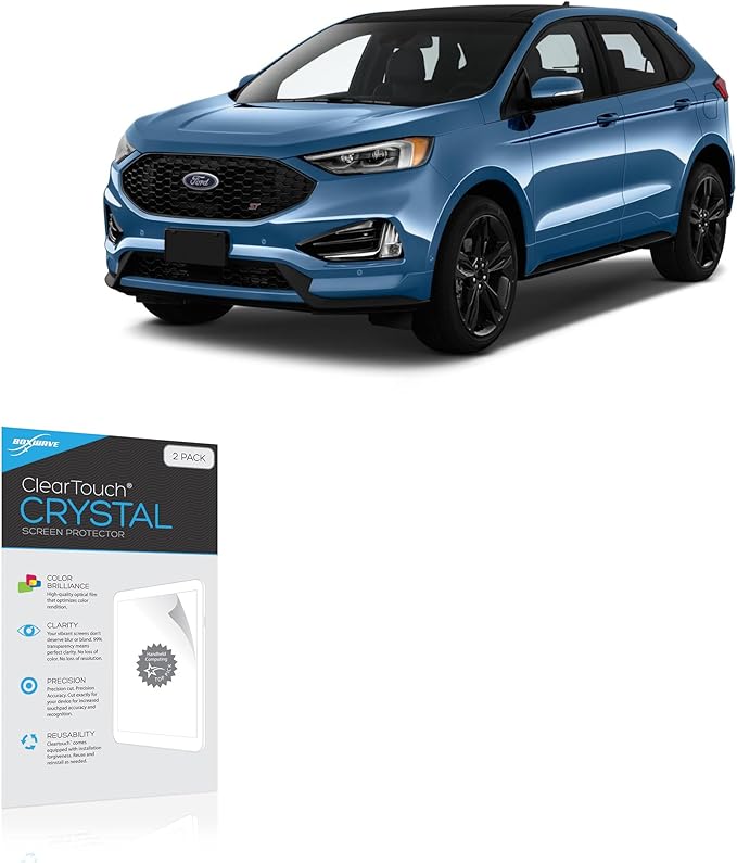 BoxWave Screen Protector Compatible with Ford 2019 Edge Display (4.2 in) - ClearTouch Crystal (2-Pack), HD Film Skin - Shields from Scratches
