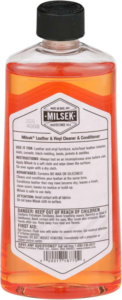 Milsek Vinyl - Leather Cleaner and Conditioner & Microfiber Cleaning Towel, 12-Ounce, LCT-1