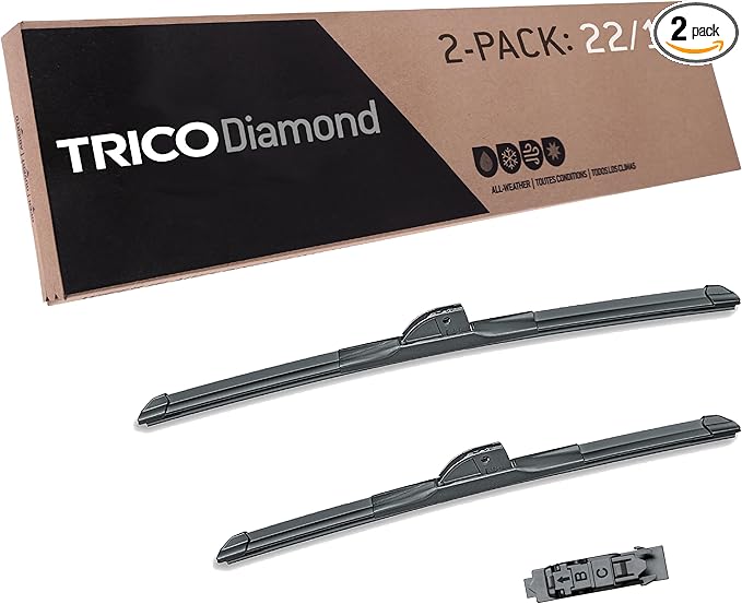 TRICO Diamond 22" + 18" Premium Automotive Replacement Windshield Wiper Blades (Set of 2), Passenger and Driver Side All-Weather Beam Wiper Blades for Select Vehicle Models