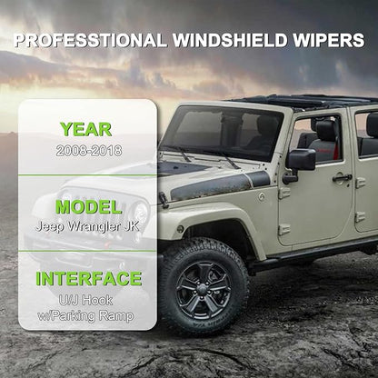 PARRATI® Windshield Wipers for Jeep Wrangler 2007-2017/Wrangler JK 2008-2018,15"+15" Front and 13" Rear,OEM Replacement Wiper Blades,Quiet & Streak-Free(Set of 3)