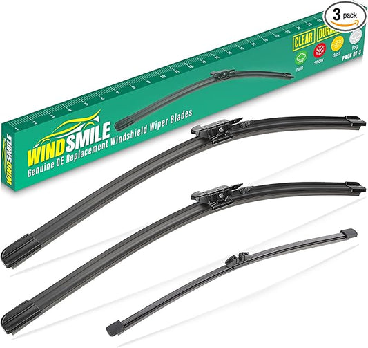 24" 18" 11" Windshield Wiper Blades Replacement for Lincoln Nautilus 2019 2020 2021 2022 2023 2024 / Lincoln MKX 2016 2017 2018 Premium All Weather Front Rear Wipers Set - OEM Quality (Pack of 3)