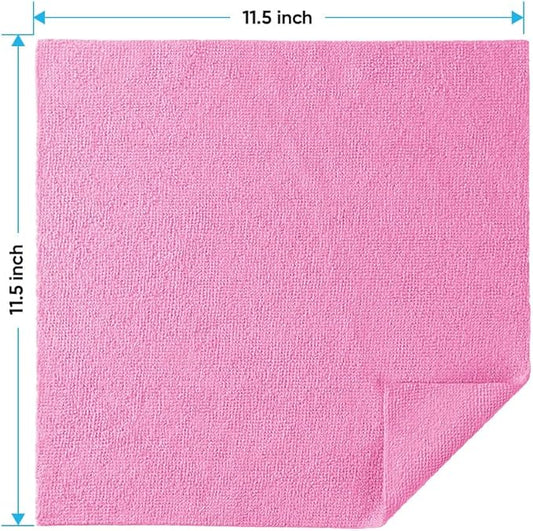HOMEXCEL Microfiber Cleaning Cloths 20 Pack, Highly Absorbent, Lint & Scratch-Free Cleaning Rags for House Kitchen, Pink Microfiber Towels for Car 11.5 x 11.5 inch