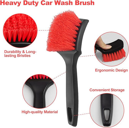 NIKCOSMK Wheel Brush, Wheel & Rim Cleaner Brush, Tire Brush, Wheel Cleaning Brush, Bendable & Durable Car Wheel Brush Set, Car Detailing Brushes, Wheel Brushes for Cleaning Wheels