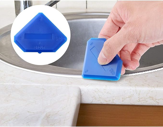 Outus 2 Pieces Caulking Tool Set Silicone Sealant Grout Tool for Kitchen Bathroom Floor Sealant Sealing(Blue)