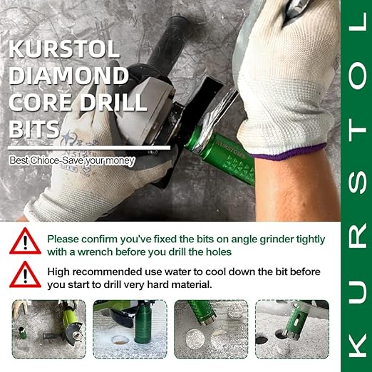 KURSTOL Diamond Core Drill Bits - 2pcs 3 Inch with 58-11 Thread Granite Hole Saw Dry or Wet Drilling Hard Stone Marble Concrete Quartz Countertop Laser Welded Masonry Coring(75mm)