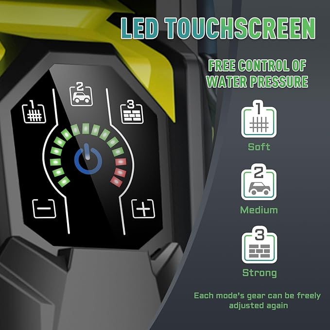 Pressure Washer Power Washers with Touch Screen, Cleaning Driveway Patios with 4 Nozzles and Foam Cannon