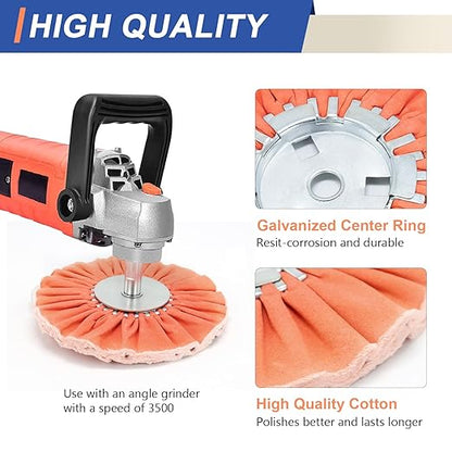 QZATTCAEN 8" Orange Airway Buffing Wheel 5/8'' Arbor Hole 12 Plys Medium Polishing for Angle Grinder 1PCS 8 Inch Polishing Wheel