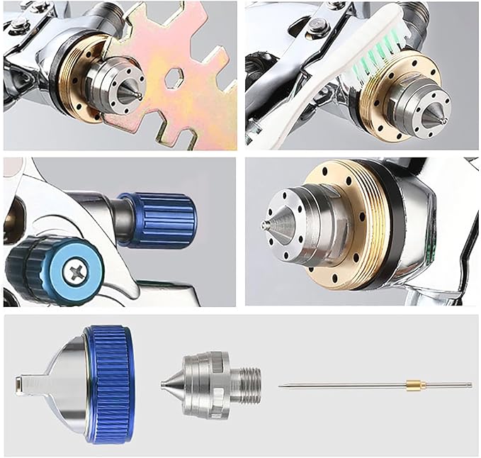 ENDOZER Professional HVLP Spray Gun Set Gravity Feed Air Spray Gun with 1.4,1.7,2.0mm Nozzles, 20 oz, 600cc with Gauge for Auto Paint, Primer, Clear/Top Coat & Touch-Up Blue