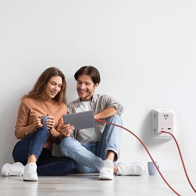 BLACK+DECKER PD USB Wall Charger Surge Protector, 2-Pack, 5 Outlet Extender 2 USB C & 1 USBA Charging Ports, Fast Charge 3 Sided Power Strip Multi Plug Outlets Wall Adapter for Home Office, ETL Listed