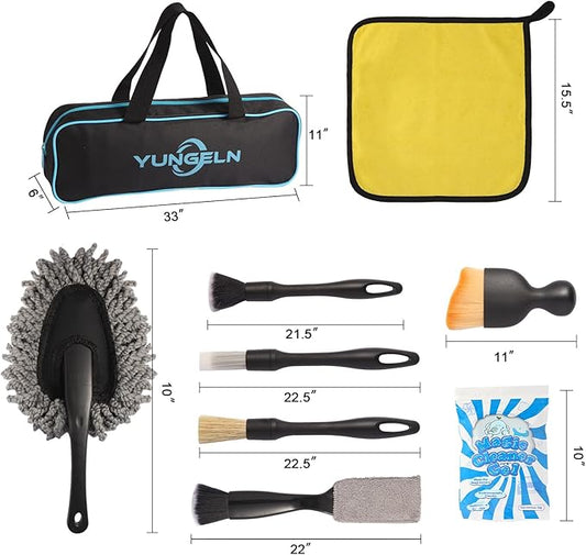 Car Detailing Brush Kit with Detail Brushes,Car Interior Detailing Brushe,Car Dust Brush,Cleaning Gel,Car Interior Cleaning Tool for Truck, SUV, Interior Car Accessories