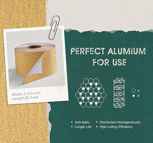 S SATC 100 Grit PSA Longboard Sandpaper 20 Yard Long Continuous Roll, 2-3/4" Wide Self Adhesive Stickyback Sanding Sheets for Automotive, Hand Sanding Blocks,Woodworking, Metal, Plastic