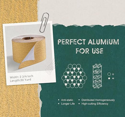 S SATC 100 Grit PSA Longboard Sandpaper 20 Yard Long Continuous Roll, 2-3/4" Wide Self Adhesive Stickyback Sanding Sheets for Automotive, Hand Sanding Blocks,Woodworking, Metal, Plastic