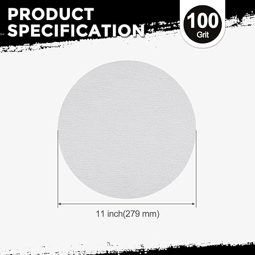 Kozelo 50 Pcs Sanding Discs 11 Inch 100 Grit Hook and Loop Random Orbital Sandpapers Suitable for Drywall Sander Wood Metal Furniture, White