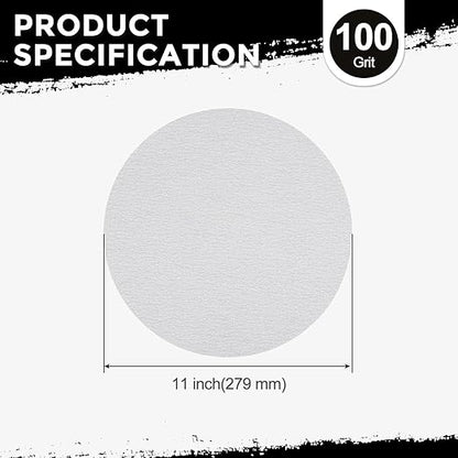 Kozelo 50 Pcs Sanding Discs 11 Inch 100 Grit Hook and Loop Random Orbital Sandpapers Suitable for Drywall Sander Wood Metal Furniture, White