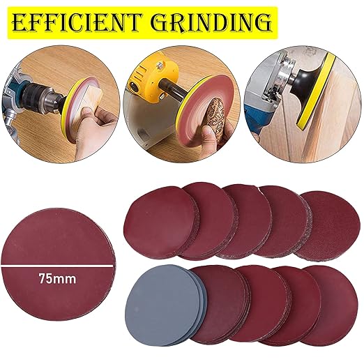 WCIC 100-Pack 3-Inch Sanding Discs | P80 to P3000 Full Grit Range | 10pcs per Grit for Comprehensive Projects | Silicon Carbide for Wood Metal Auto Finishing