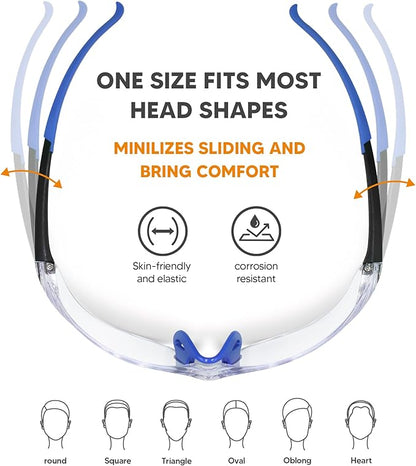 Clear Safety Glasses 12 Pack, Protective Eyewear UV Protection ANSI Z87.1, Safety Goggles Scratch & Impact Resistant, Eye Protection with Nose Pads for Men & Women Construction, Shooting, Lab Work