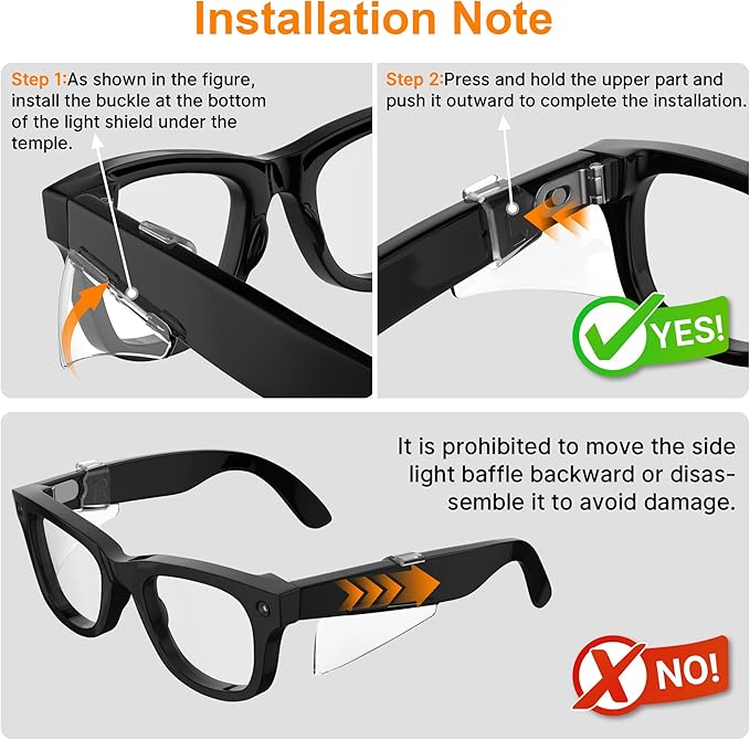 HiBloks Safety Glasses Side Shields for Ray-Ban Meta Wayfarer/Skyler/Headliner & Oakley Meta HSTN Smart Glasses Accessories, Durable & Anti-Slide, Lightweight Comfort Fit for Secure Wear (Transparent)