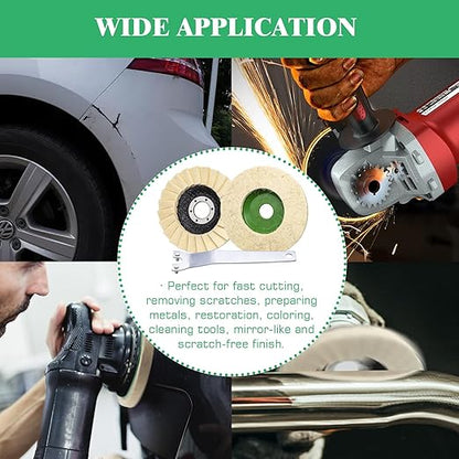 Yauhar 11Pcs Wool Buffing Polishing Wheel Set Contains 4-1/2 x 7/8 Inch Arbor Buffing Felt Flap Disc with Wrench and 4 Inch Buffer Polishing Pads for Angle Grinder