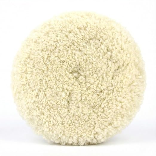 Woolous Wool Buffing Pad 8 inch Single Sided Polishing 100% Twisted Lamb Wool Polishing Buffing Compound Pad Wheel Bonnet with Hook and Loop for Auto Car Detailing