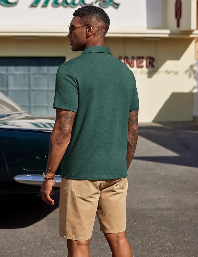 COOFANDY Mens Polo Shirts Short Sleeve Casual Summer Polo Tee Classic Collared Golf Stylish Tops