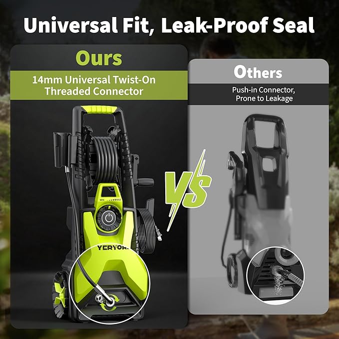 5000 Max Adjustable PSI Pressure Washer, 2 Max GPM Power Washer with 33 FT Hose Reel, Steel Wand, 500ml Foam Cannon, 4-Nozzle Set, Electric Pressure Washer for Cars, Fences, Patios
