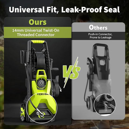 5000 Max Adjustable PSI Pressure Washer, 2 Max GPM Power Washer with 33 FT Hose Reel, Steel Wand, 500ml Foam Cannon, 4-Nozzle Set, Electric Pressure Washer for Cars, Fences, Patios