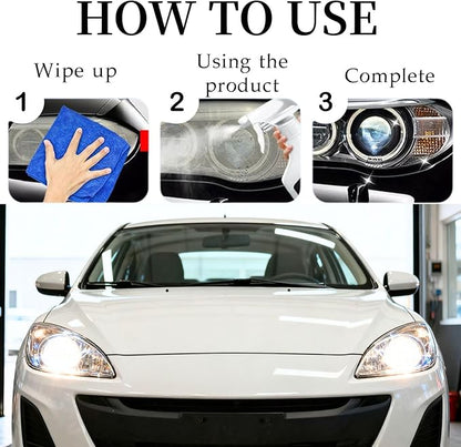 Automotive Headlamp Restoration Fluid Kit, 2025 New Automotive Headlamp Restoration Fluid Oxidized Kit, Multifunctional Car Polishing Cleanr for All Vehicle Types