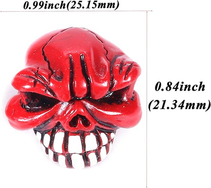 Abfer Skull Valve Caps Fun Wheel Tire Air Stem Dust Cover Cap Auto Decoration Accessories Fit Most Vehicle Car Truck Bike Motorcycle (Red)