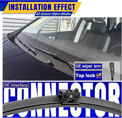 2 wipers Replacement for 2015-2020 MBZ C class and GLC class W205 C205 A205, Windshield Wiper Blades Original Equipment Replacement - 22"/22" (Set of 2)