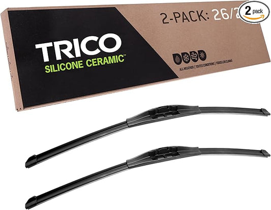 TRICO Silicone Ceramic Automotive Replacement Windshield Wiper Blade, Ceramic Coated Silicone Super Premium All Weather includes 26 inch & 26 inch Beam blades for Select Mercedes-Benz Models (90-2626)