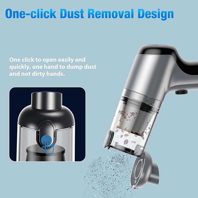 Fanisic Car Vacuum Handheld Vacuum Cleaner/Air Duster, 18000PA Strong Suction with Brushless Motor, Rechargeable Dust Buster/Hand Pump Low Noise for Car Detailing Home Office Cleaning