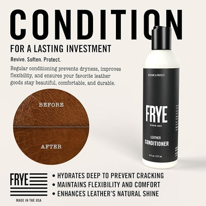 Frye Leather Conditioner – 6oz - Non-Toxic Leather Care Made in the USA | Restores & Softens Leather - Shoes, Boots, Jackets, Handbags, Purses & More
