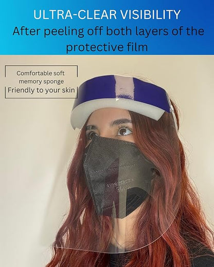 Mystic Romance 10 Pack Face Shields – Reusable Anti-Fog Full Face Protection – Clear Safety Gear for Work, Salons & Travel