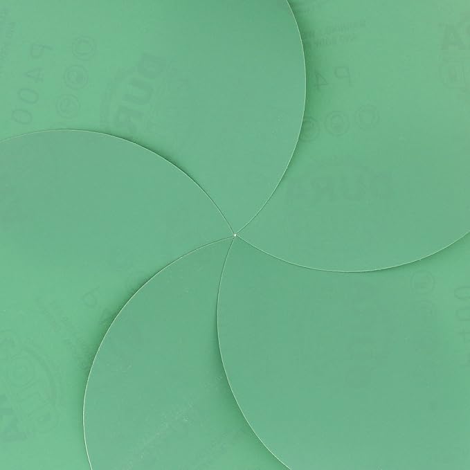Dura-Gold Premium 6" Green Film PSA Sanding Discs - 400 Grit (Box of 25) - Self Adhesive Stickyback Sandpaper for DA Sander, Finishing Fine Cut Abrasive - Sand Automotive Car Paint, Woodworking Wood