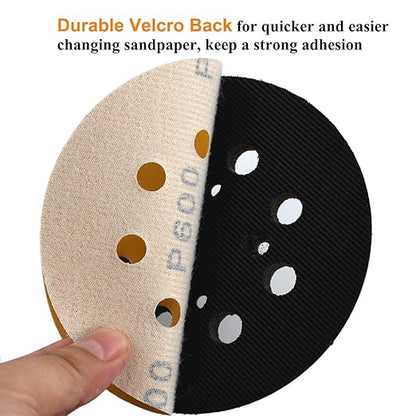 Aiyard 5-Inch 8-Hole Hook and Loop Sanding Discs 600-Grit Random Orbit Sandpaper, 100-Pack