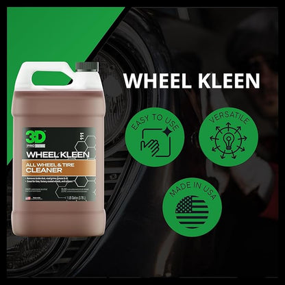 3D Wheel Kleen - High-Foaming Wheel & Tire Cleaner, Removes Brake Dust, Road Grime & Grease, Safe for All Factory Wheels & Calipers, Professional-Grade - 1 Gallon