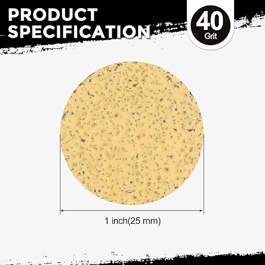 Kozelo 50 Pcs Sanding Discs 1 Inch 40 Grit Hook and Loop Random Orbital Sandpapers Suitable for Drywall Sander Wood Metal Furniture, Yellow