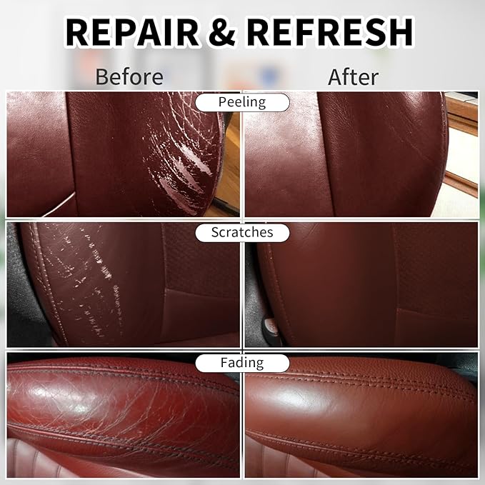 8.5 OZ Leather Recoloring Balm with 100ML Leather Conditioner - Maroon Leather Repair Kit for Furniture, Leather Dye, Recolor, Renew, Repair & Restore Aged, Faded, Cracked, Peeling and Scuffed Leather