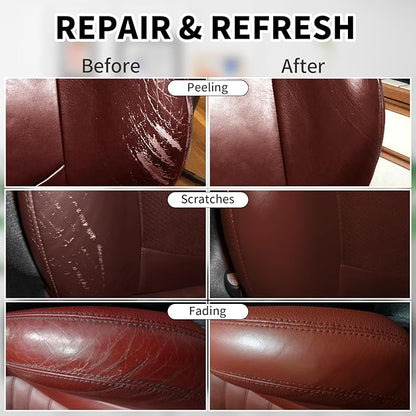 8.5 OZ Leather Recoloring Balm with 100ML Leather Conditioner - Maroon Leather Repair Kit for Furniture, Leather Dye, Recolor, Renew, Repair & Restore Aged, Faded, Cracked, Peeling and Scuffed Leather