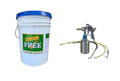 Corrosion Free Rust Cure Formula 3000-5 Gallon Pail – No-Drip Rust Inhibitor & Undercoating for Cars, Trucks, Tractors, Snowblowers – Stops & Prevents Rust –Includes RP460 HD Applicator Gun
