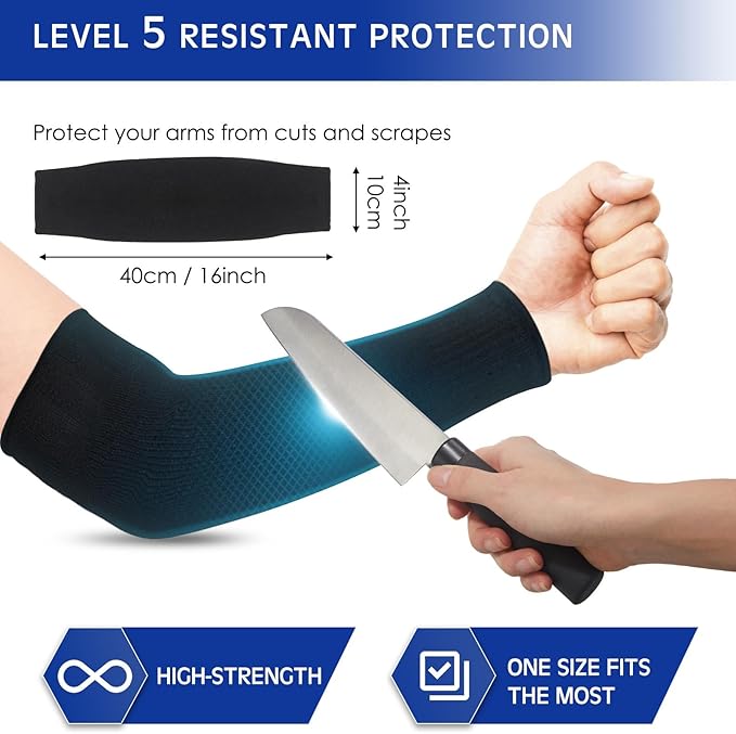 Geyoga 2 Pairs Arm Sleeves Guards Arm Protectors for Thin Skin and Bruising Protective Cut Resistant Sleeves for Men Women(Large,Hppe,Black)