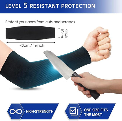 Geyoga 2 Pairs Arm Sleeves Guards Arm Protectors for Thin Skin and Bruising Protective Cut Resistant Sleeves for Men Women(Large,Hppe,Black)