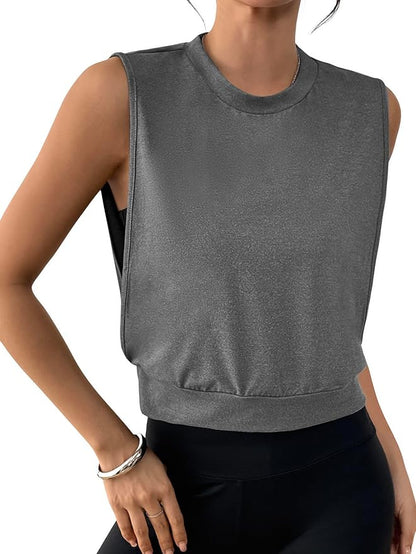 SOFIA'S CHOICE Women Workout Crop Tank Tops Cropped Sleeveless Muscle Shirt Gym Yoga Running