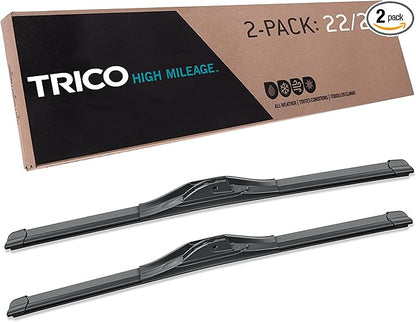 TRICO Solutions™ High Mileage 22 Inch Pack of 2 High Performance Automotive Replacement Windshield Wiper Blade for Select Chevrolet, GMC, Ram, Ford, Cadillac and Dodge Models (56-2222)