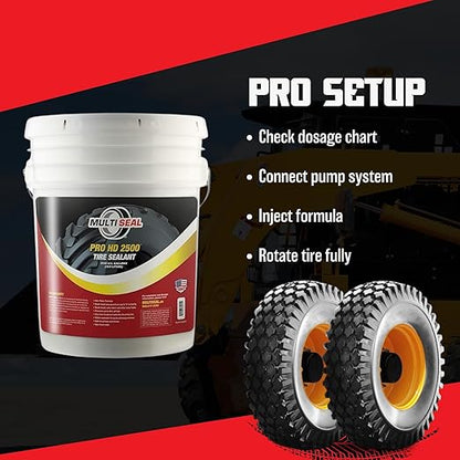 MULTI SEAL PRO HD 2500 - Our Workhorse Industrial Grade Tire Sealant Designed for Heavy Industrial and Agricultural Use, 5-Gallon Pail with Pump