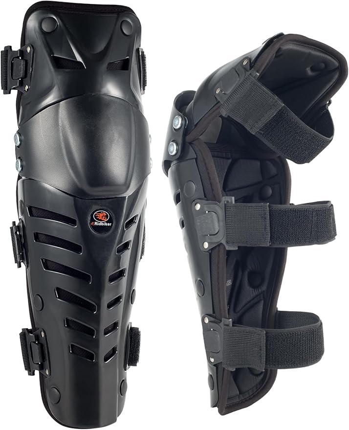 Motorcycle Knee Shin Guards, Long Leg Protection Crash Proof Motorcycle Knee Protection Bendable Adjustable MTB Knee Pads for Men Motocross Gear