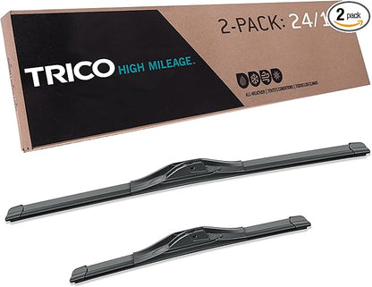 TRICO Solutions™ High Mileage 24 Inch & 16 Inch Pack of 2 High Performance Automotive Replacement Windshield Wiper Blade for Select Saturn, Toyota, Honda, Ford, Hyundai, Kia Models (56-2416)