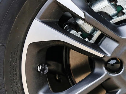 Abfer Skull Valve Caps Fun Wheel Tire Air Stem Dust Cover Cap Auto Decoration Accessories Fit Most Vehicle Car Truck Bike Motorcycle (Black)
